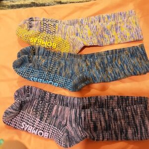 Bombas Women's Crew Non-Slip Socks - Yellow, Blue, Pink Mix (3-Pack)